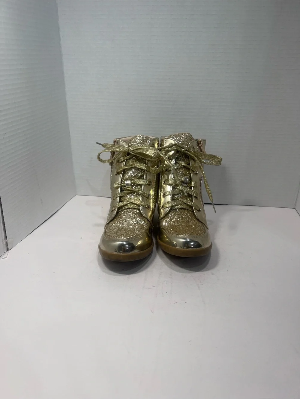 Women’s Gold Glitter Wedge Sneakers